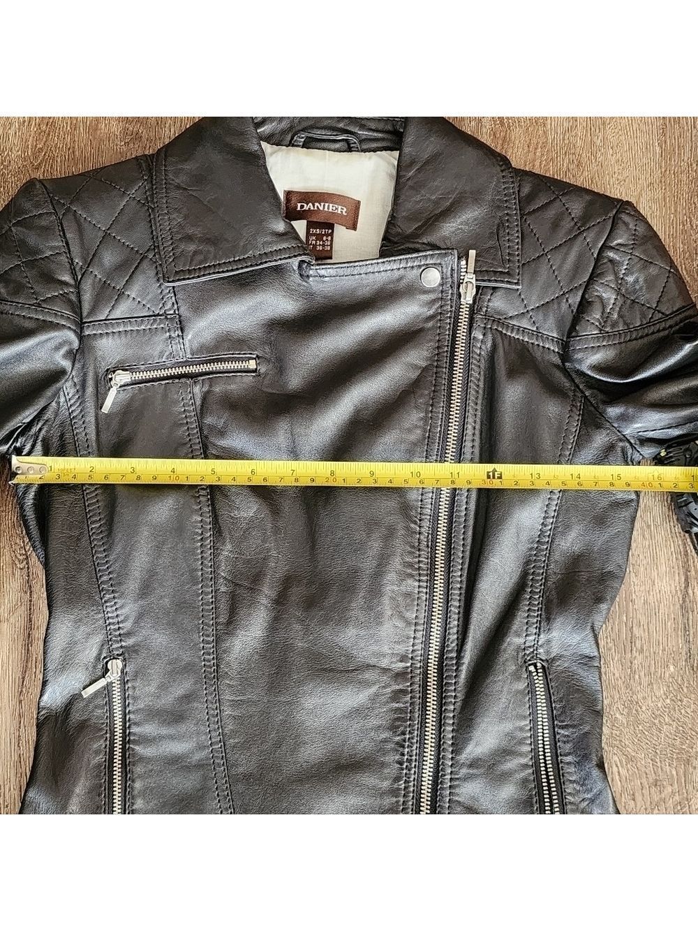 Danier Black Leather Biker Jacket #1814 - Picture 8 of 15